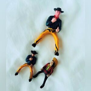 Vintage Hard Plastic 1950s Cowboy and Indian Toys Retro Antique Figures
